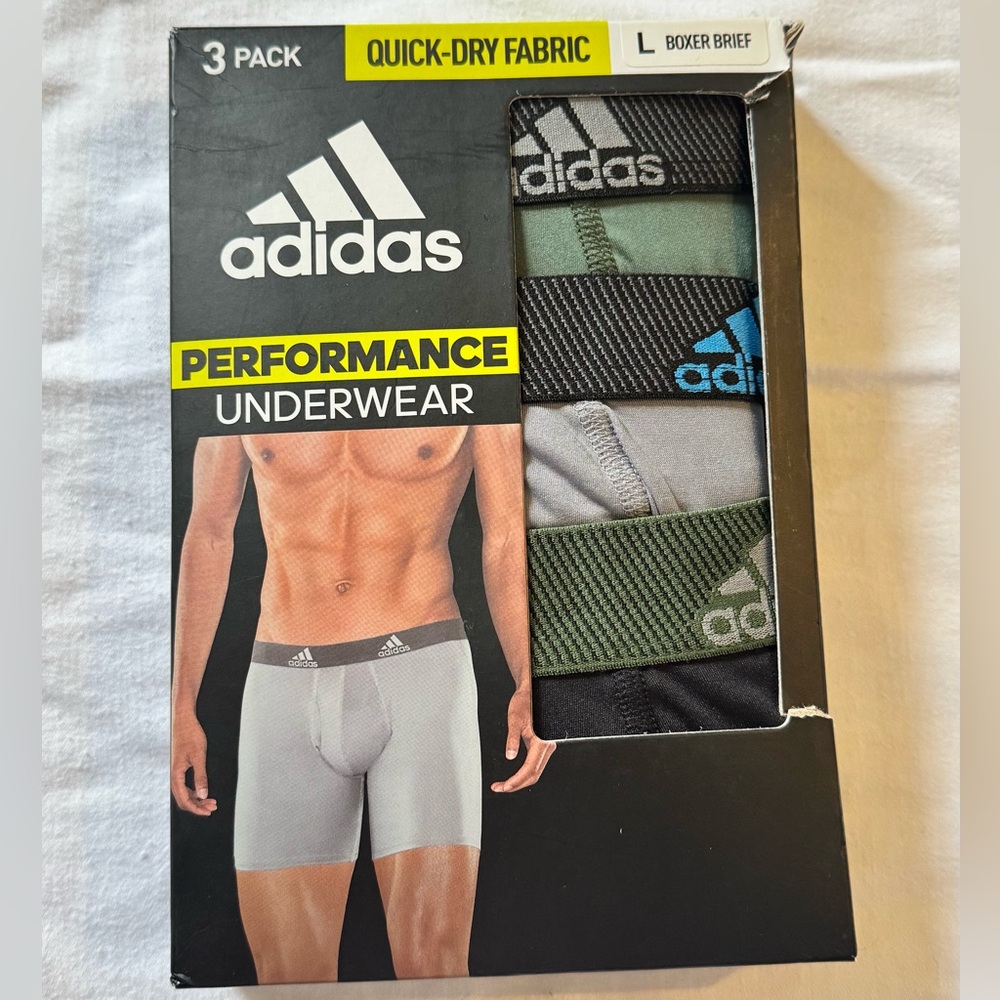 Adidas Men's Boxer Briefs 3-Pack - Black, Gray, Green